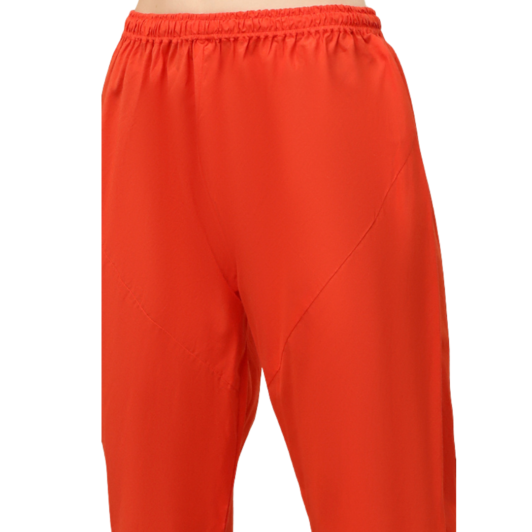 Orange Cotton Floral Printed Anarkali Suit Set - Image 3