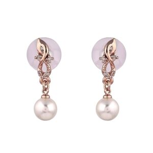 Estele Fashion Jewellery Rose Gold Plated CZ Attractive Designer Drop Earrings with Pearls