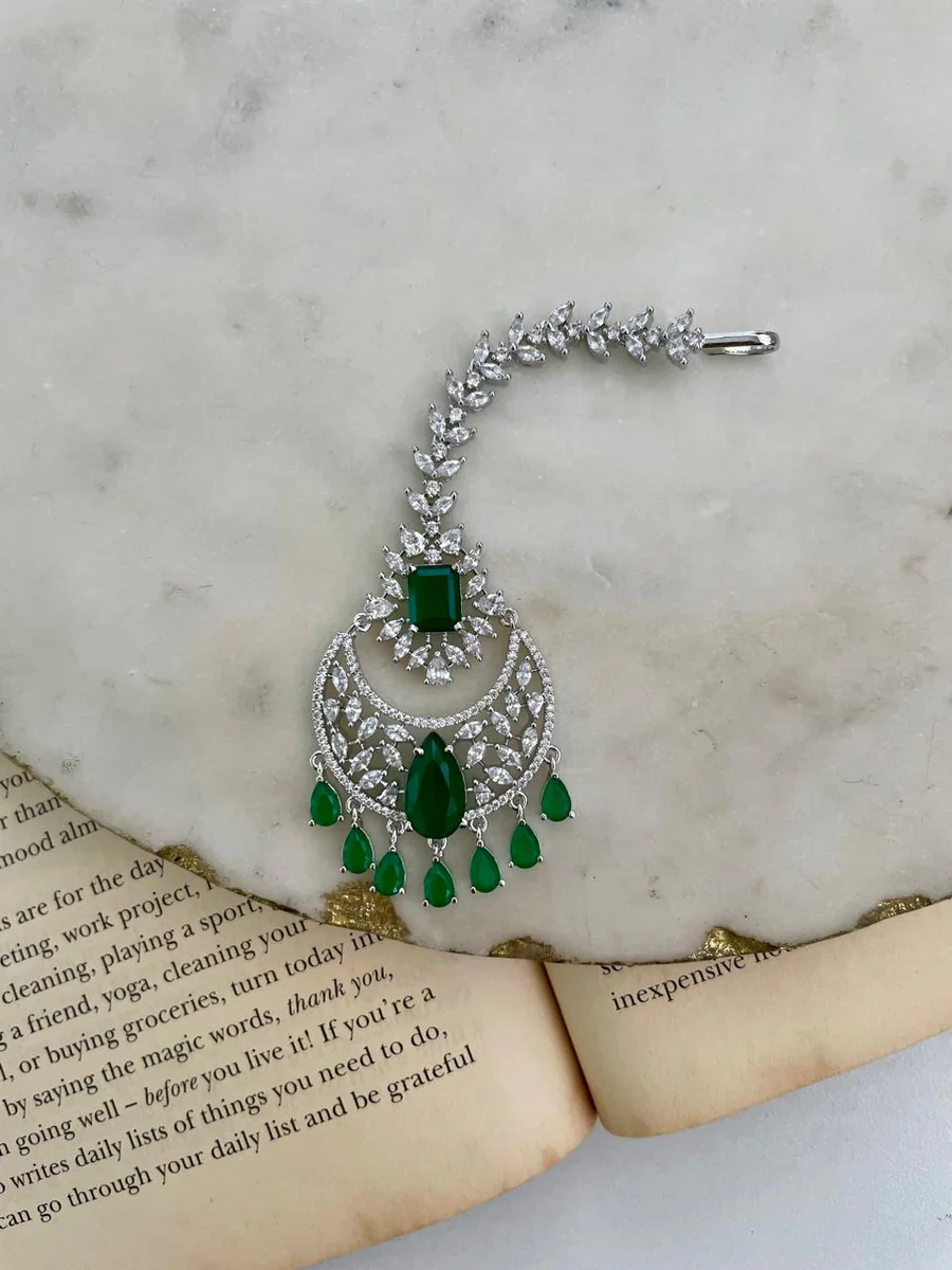 Maharani Abbey Emerald Drops Necklace Set & Heart Emerald & Diamond Necklace Set - Image 4