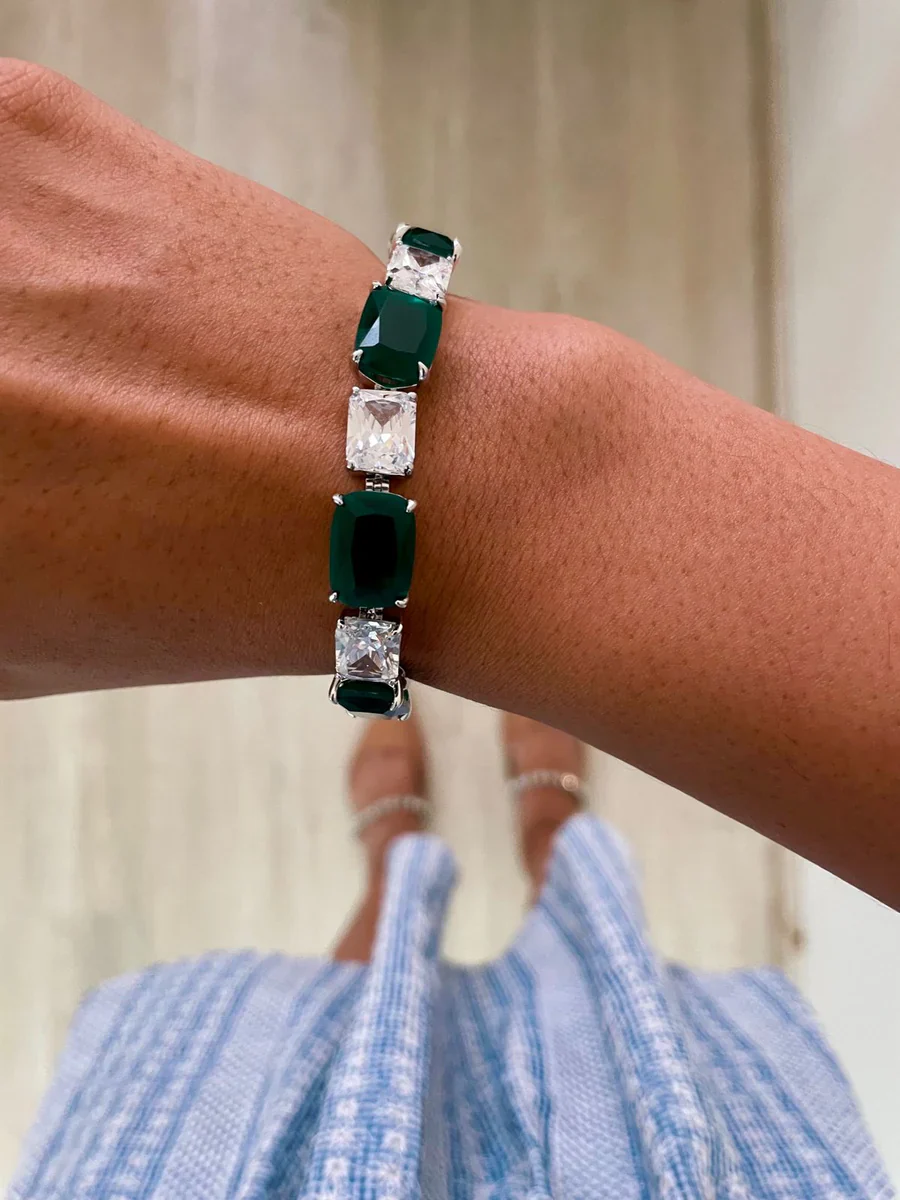 Maharani Abbey Emerald Drops Necklace Set & Heart Emerald & Diamond Necklace Set - Image 8