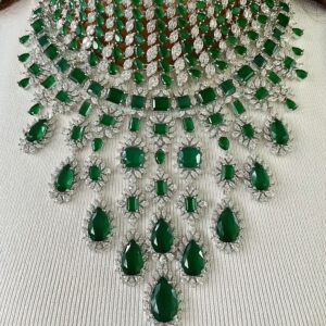 Maharani Abbey Emerald Drops Necklace Set & Heart Emerald & Diamond Necklace Set