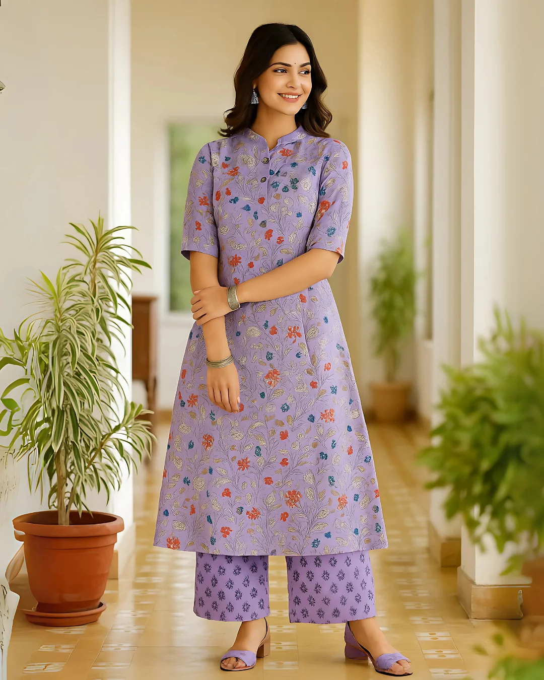 Premium Cotton A-Line Kurti Palazzo Set – Summer Comfort Edition