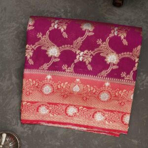 PURPLE and DARK PINK FLORAL JAAL GEORGETTE Saree with BANARASI